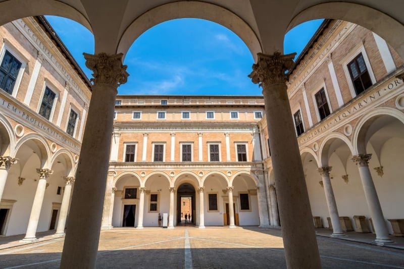 Ducal Palace Courtyard, Urbino in Italy