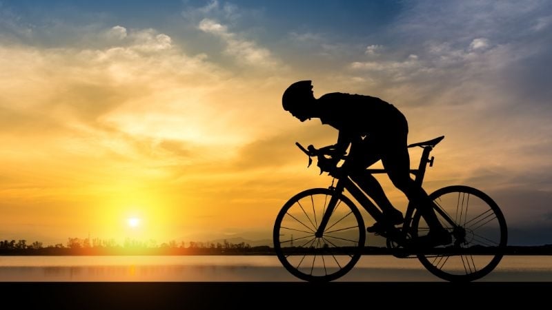 cycling at sunset