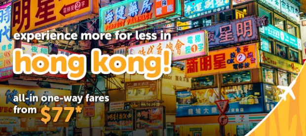 Fly to Hong Kong from SGD77 with Tigerair