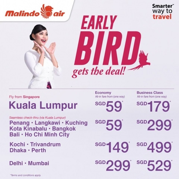 EXTENDED : Early Bird Flight Offers from SGD11 with Malindo Air