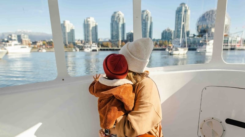 vancouver ferry tour with a child and their mother