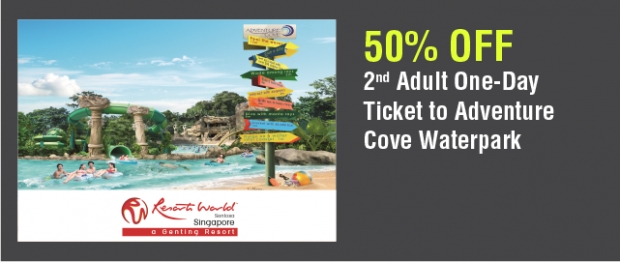 50% Off 2nd Adult Pass in Adventure Cove Waterpark with NTUC Card