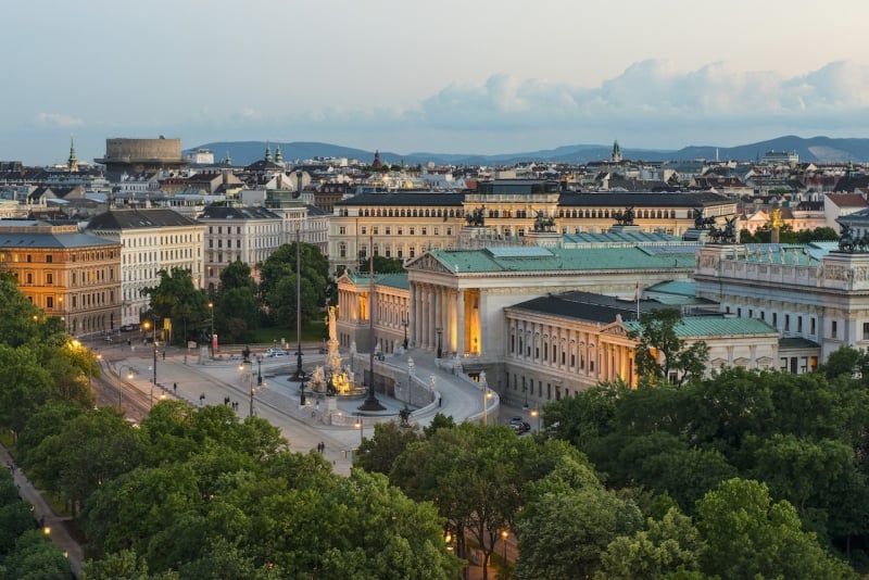 View of Ringstrasse with Parliament and Palais Epstein