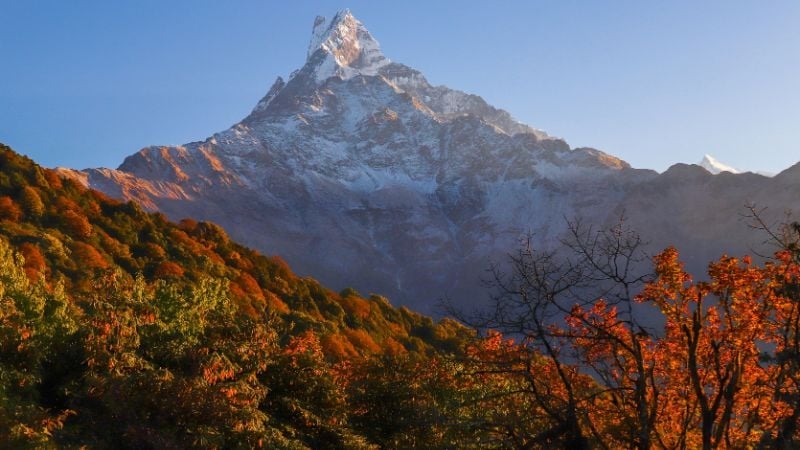 Annapurna moutnain range in Nepal in the autumn