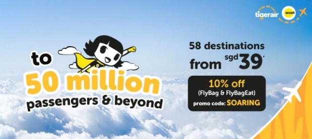 58 Destinations on Sale with Tigerair's 50 Million Passenger Celebration