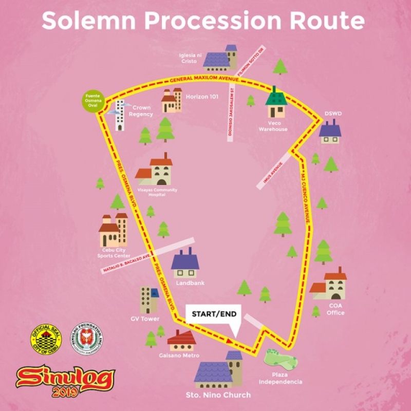 sinulog solemn procession route