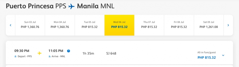 Puerto Princesa to Manila flights