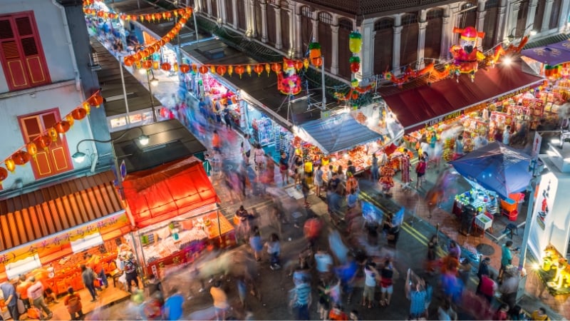 people walking at chinatown, singapore