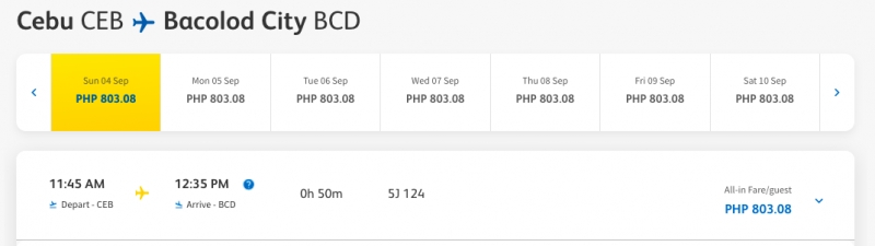 Cebu Pacific Super Seat Fest 2022: Cebu to Bacolod flights