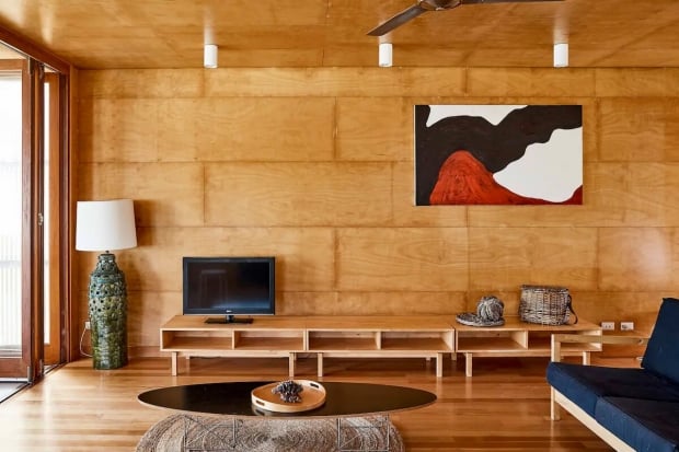 wooden themed hall of Airbnb in Brisbane