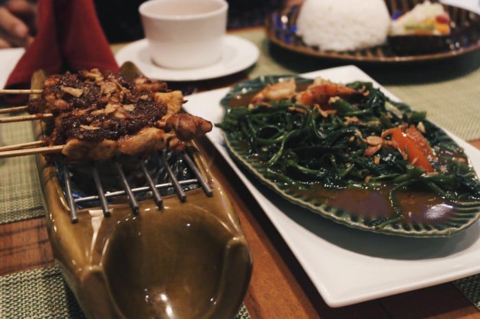 Sate Ayam and Cha Kangkung