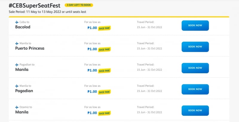 Cebu Pacific Super Seat Fest 2022