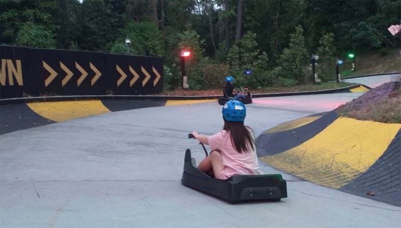 riding downhill on the Luge