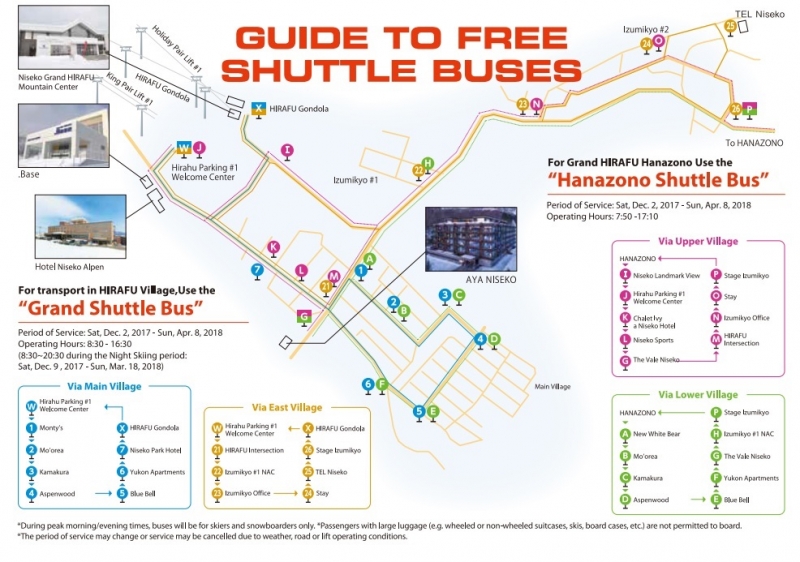 Grand Hirafu and Hanazono Free Shuttle Routes