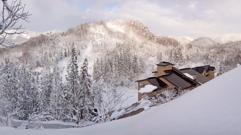 mountain view of ginzan onsen