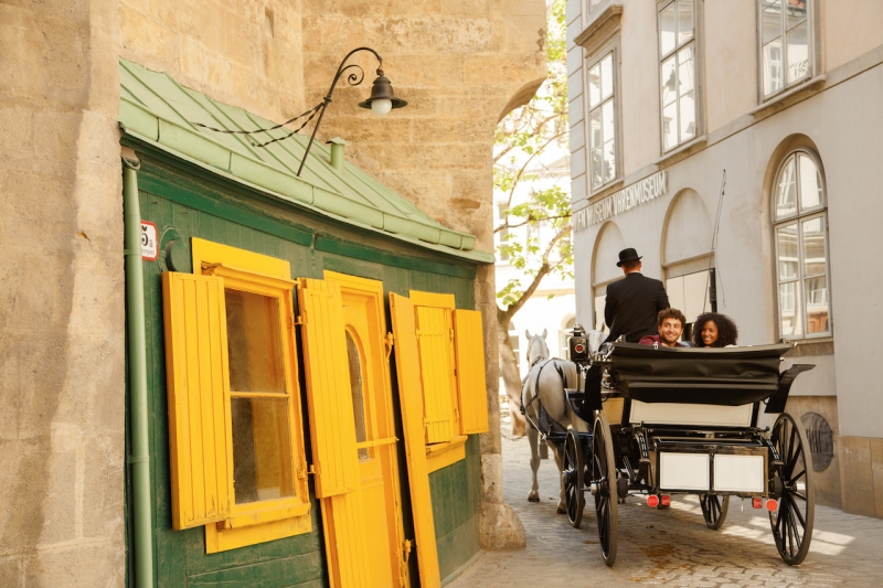 Riding a fiaker in Vienna Old City