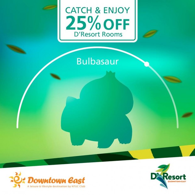 Save 25% Off D'Resort Room when you Catch Bulbasaur