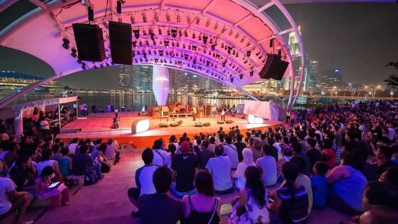 a performance at esplanade outdoor theatre in singapore