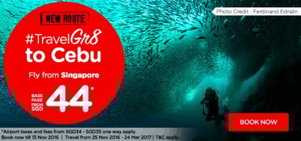 Travel Great to Cebu with AirAsia from SGD44*