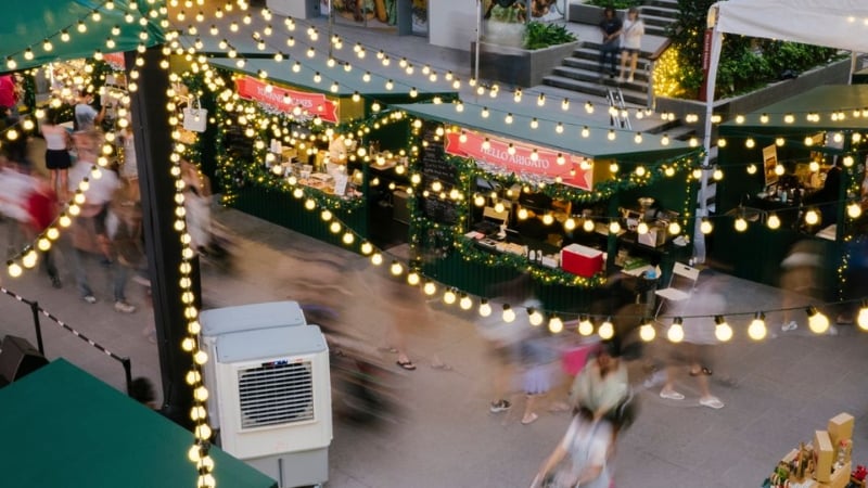 a view of the one holland village christmas market