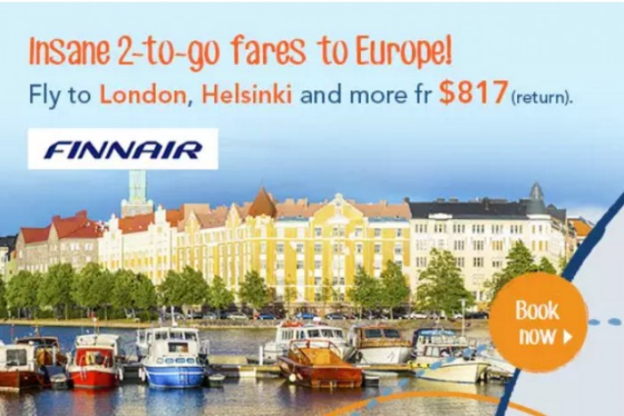 2-to-GO Fares to Europe with Finnair via Zuji from SGD817