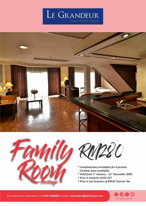 Family Deluxe Suite Offer at Le Grandeur Palm Resort Johor
