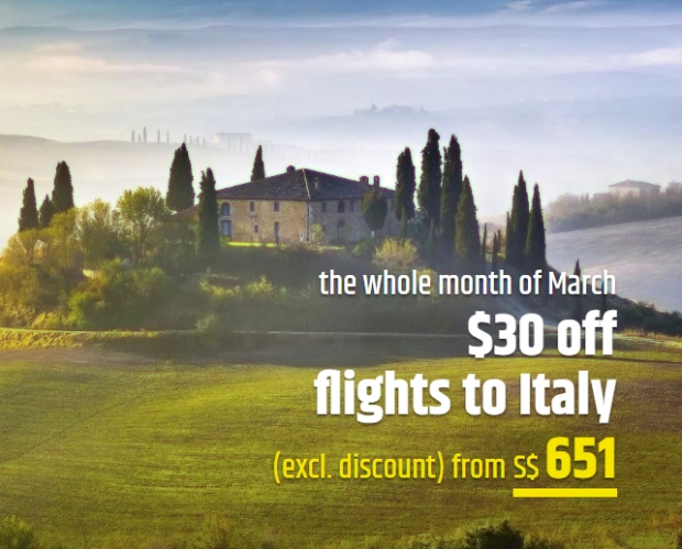 SGD 30 Off Flights to Italy this March with CheapTickets.sg