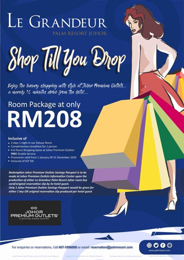 Shop Till You Drop with Room Package from RM208 at Le Grandeur Palm Resort Johor