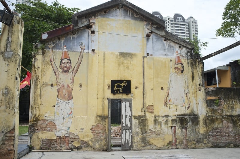 old mural art on wall
