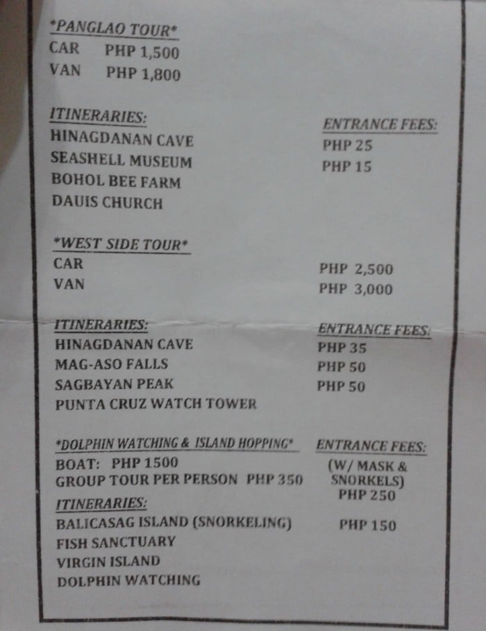 bohol group tour flyer