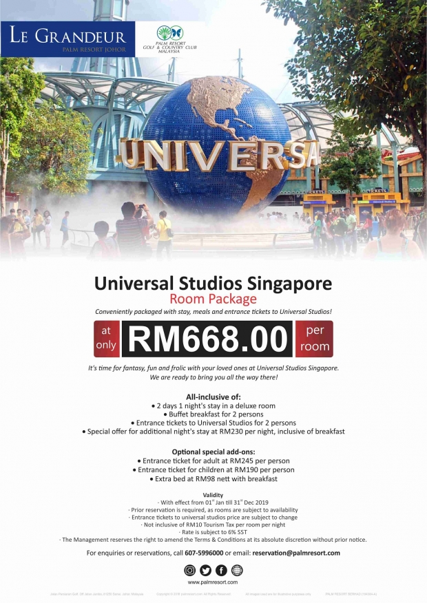 Universal Studio Singapore Package at Le Grandeur Palm Resort Johor