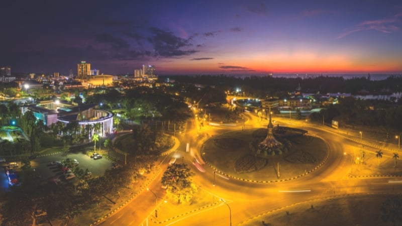 Miri, malaysia at dusk