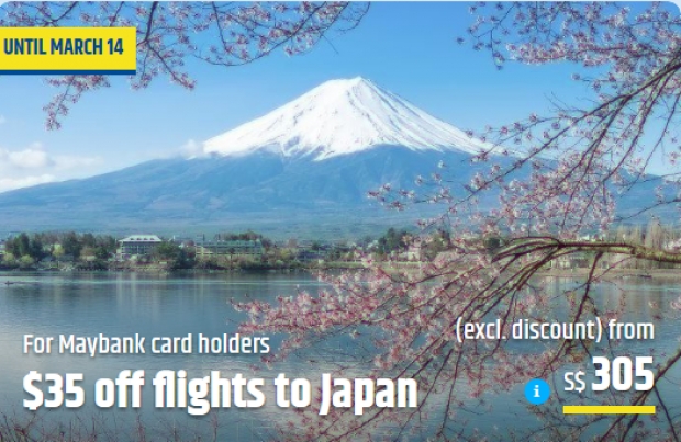 Enjoy SGD35 Off Flights to Japan with Maybank Card via CheapTickets.sg