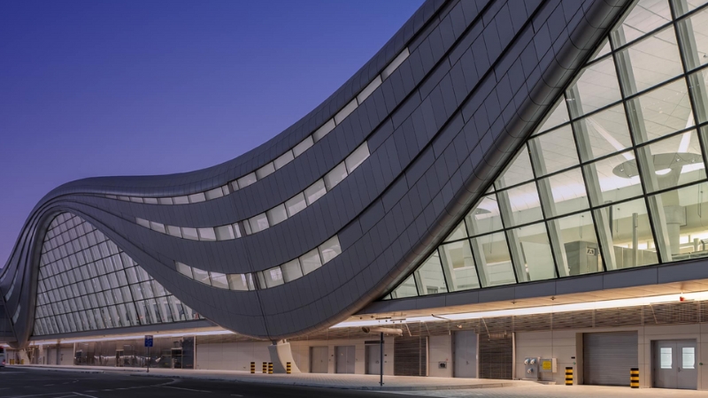 exterior of the zayed international airport terminal