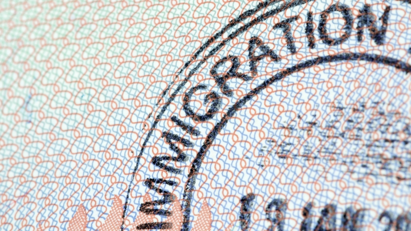 passport stamp closeup