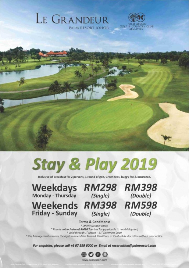 Stay & Golf Offer at Le Grandeur Palm Resort Johor from RM298