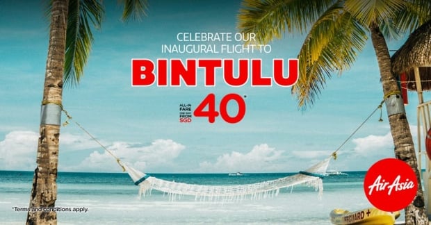 Inaugural Flight to Bintulu with AirAsia from SGD40