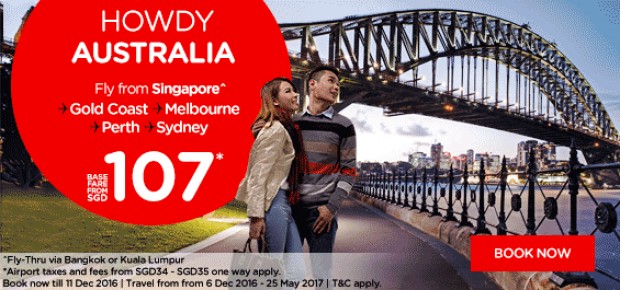 Fly to Australia on AirAsia from SGD107