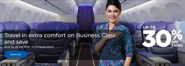 Travel in Business Class with Malaysia Airlines at 30% Off