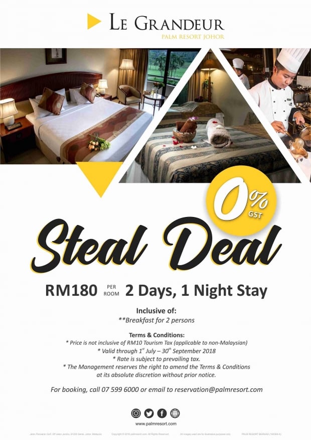 Steal Deal Room Promotion in Le Grandeur Palm Resort Johor from RM180