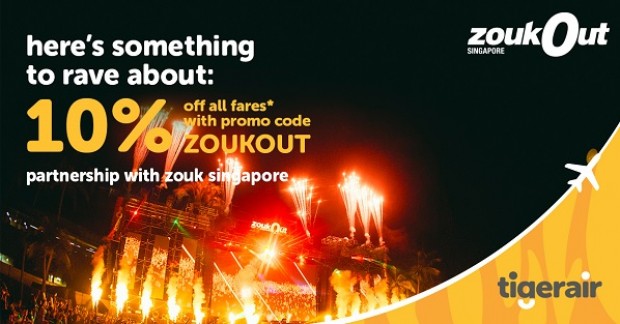 Save 10% with Tigerair Flights for Zoukout Event!