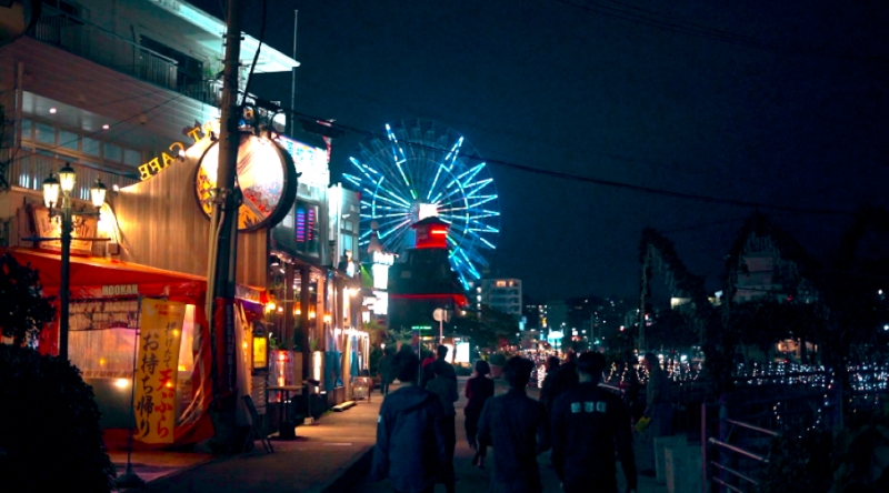 Mihama American Village at night