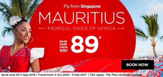 Fly to Mauritius from SGD89 with AirAsia