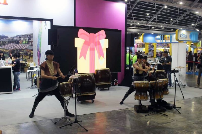 cultural drum performance at natas travel fair