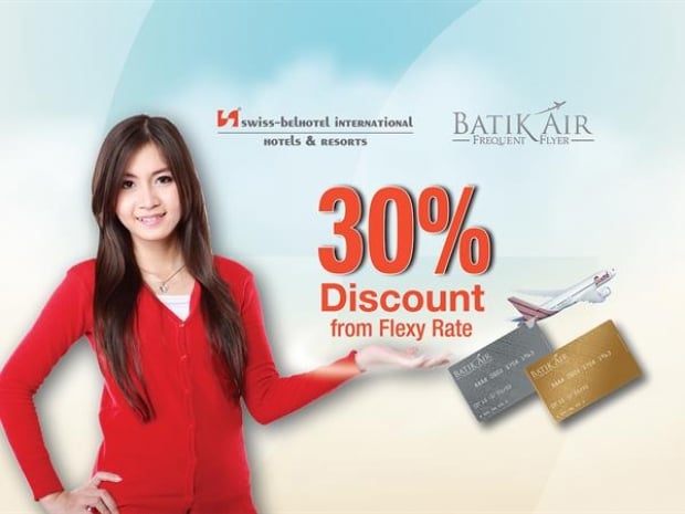 Special 30% OFF of Best Flexible Rate in Swiss-belhotel only for Batik Air Frequent Flyer!