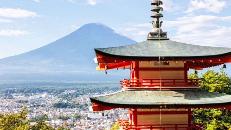 mount fuji in the summer