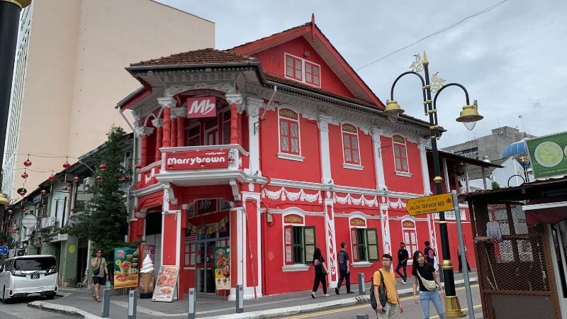red house on street