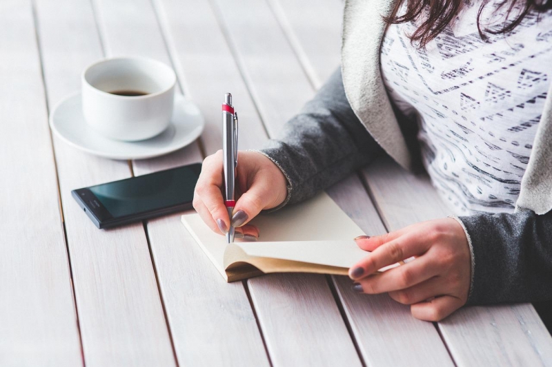 student writing