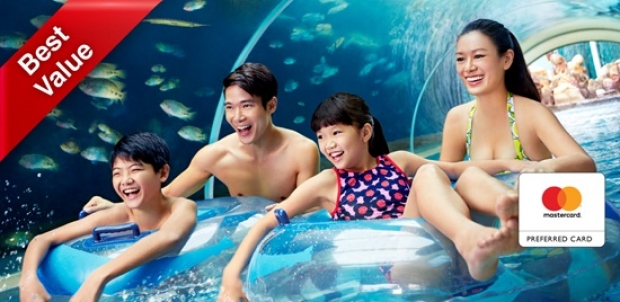 Mastercard® Exclusive: Adventure Cove Waterpark Adult One-Day Ticket + SGD5 Meal Voucher + SGD5 Retail Voucher at SGD38 (Save 20%)