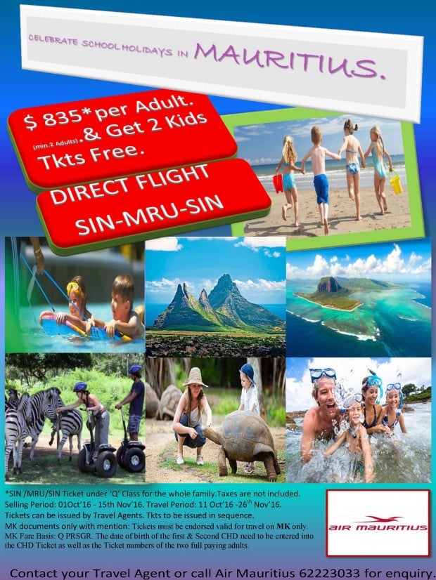 Celebrate School Holidays with Air Mauritius from SGD835
